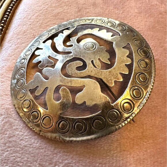 Vintage Taxco Mexico Sterling Silver Brooch/Pendant With Ornate Cutout Design - Picture 8 of 15